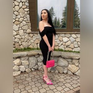 Bad For the Night Bandage midi dress- Black